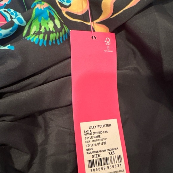 Lilly Pulitzer Imani Long Sleeve Top Blouse Tropic Floral Paradise Glow size XXS - Picture 13 of 15